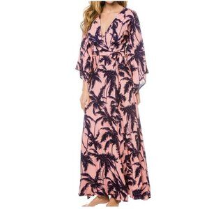 XIX Palms Hawaii Maxi Wrap Dress 3 Bermuda 10 12 14 Kimono Sleeve $140